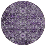 8' Purple Lilac And Lavender Round Oriental Washable Indoor Outdoor Area Rug