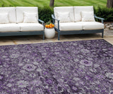 8' X 10' Purple Lilac And Lavender Oriental Washable Indoor Outdoor Area Rug