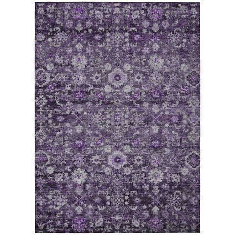 8' X 10' Purple Lilac And Lavender Oriental Washable Indoor Outdoor Area Rug