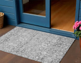 3' X 5' Silver Gray And Pewter Oriental Washable Indoor Outdoor Area Rug
