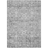 5' X 8' Silver Gray And Pewter Oriental Washable Indoor Outdoor Area Rug