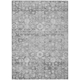 8' X 10' Silver Gray And Pewter Oriental Washable Indoor Outdoor Area Rug