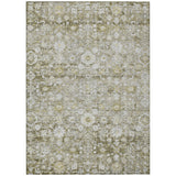5' X 8' Taupe Beige And Gold Oriental Washable Indoor Outdoor Area Rug