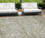 8' X 10' Taupe Beige And Gold Oriental Washable Indoor Outdoor Area Rug