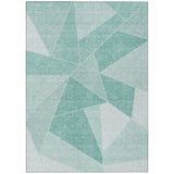 8' X 10' Mint Green And Aqua Geometric Washable Indoor Outdoor Area Rug