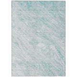 5' X 8' Aquamarine Aqua And Ivory Abstract Washable Indoor Outdoor Area Rug