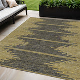 5' X 8' Dark Gray And Gold Abstract Washable Indoor Outdoor Area Rug