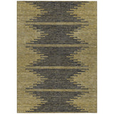 8' X 10' Dark Gray And Gold Abstract Washable Indoor Outdoor Area Rug