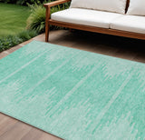 8' X 10' Aquamarine And Ivory Abstract Washable Indoor Outdoor Area Rug
