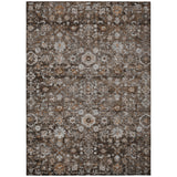 8' X 10' Dark Brown Brown And Taupe Oriental Washable Indoor Outdoor Area Rug
