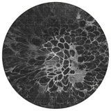 8' Charcoal Gray And Silver Round Abstract Washable Indoor Outdoor Area Rug