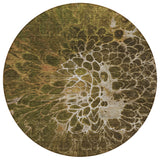 8' Chocolate And Gray Round Abstract Washable Indoor Outdoor Area Rug