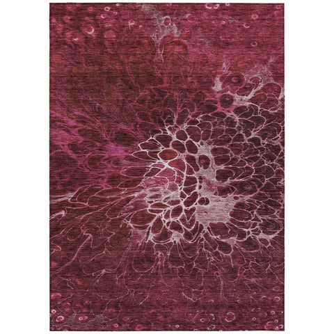 5' X 8' Merlot Blush And Gray Abstract Washable Indoor Outdoor Area Rug
