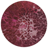 8' Merlot Blush And Gray Round Abstract Washable Indoor Outdoor Area Rug