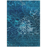 5' X 8' Navy Blue And Sky Blue Abstract Washable Indoor Outdoor Area Rug