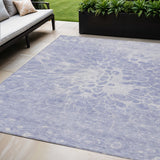 5' X 8' Lavender Ivory And Lilac Abstract Washable Indoor Outdoor Area Rug