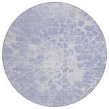 8' Lavender Ivory And Lilac Round Abstract Washable Indoor Outdoor Area Rug