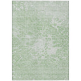8' X 10' Mint Green And Ivory Abstract Washable Indoor Outdoor Area Rug