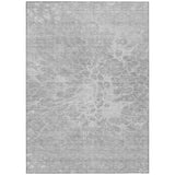 5' X 8' Silver And Gray Abstract Washable Indoor Outdoor Area Rug