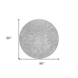 8' Silver And Gray Round Abstract Washable Indoor Outdoor Area Rug