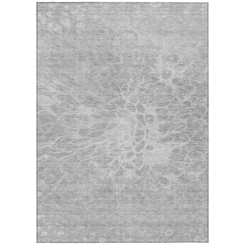 8' X 10' Silver And Gray Abstract Washable Indoor Outdoor Area Rug