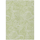 3' X 5' Green And Ivory Paisley Washable Indoor Outdoor Area Rug