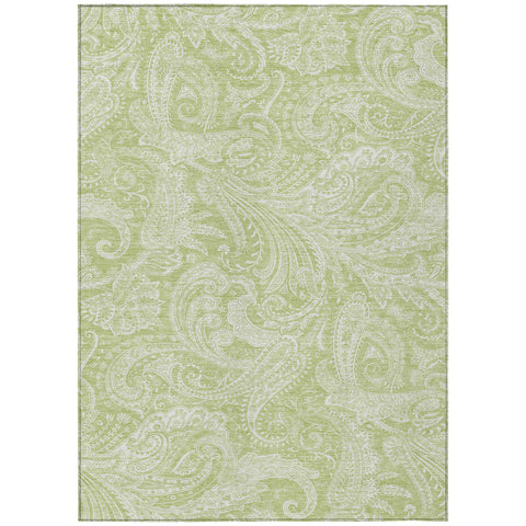 3' X 5' Green And Ivory Paisley Washable Indoor Outdoor Area Rug