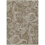 3' X 5' Chocolate Beige And Ivory Paisley Washable Indoor Outdoor Area Rug