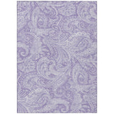 5' X 8' Lavender Purple And Ivory Paisley Washable Indoor Outdoor Area Rug