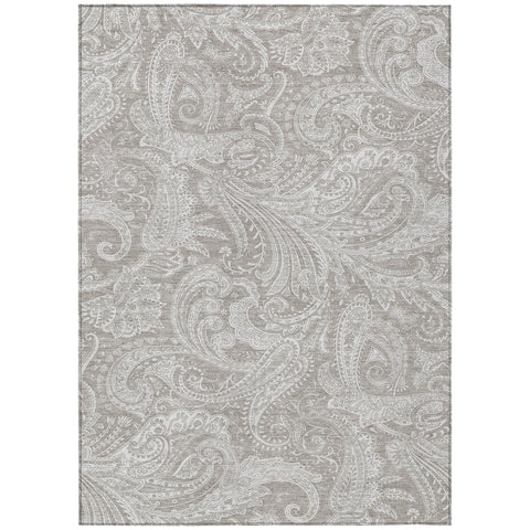 3' X 5' Taupe Beige And Ivory Paisley Washable Indoor Outdoor Area Rug