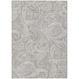 8' X 10' Taupe Beige And Ivory Paisley Washable Indoor Outdoor Area Rug