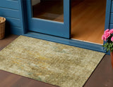 3' X 5' Brown Beige And Gold Abstract Washable Indoor Outdoor Area Rug
