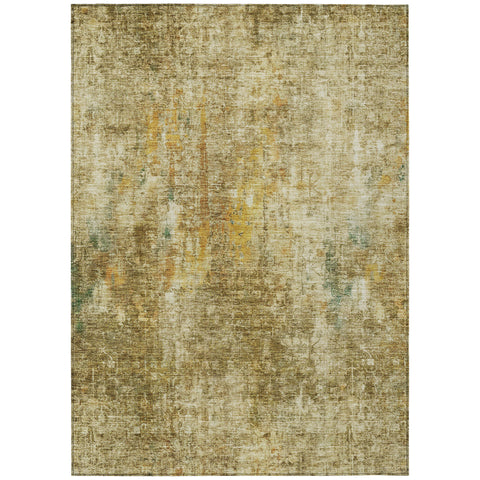 3' X 5' Brown Beige And Gold Abstract Washable Indoor Outdoor Area Rug