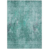 5' X 8' Teal Blue Green And Gray Abstract Washable Indoor Outdoor Area Rug