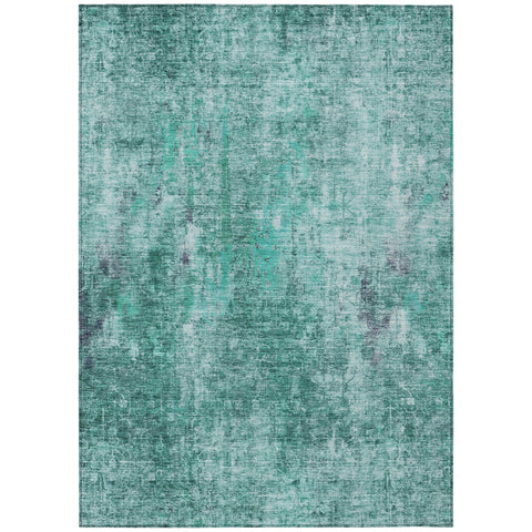 8' X 10' Teal Blue Green And Gray Abstract Washable Indoor Outdoor Area Rug