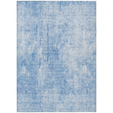 5' X 8' Denim Blue And Ivory Abstract Washable Indoor Outdoor Area Rug