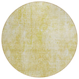 8' Gold Wheat And Ivory Round Abstract Washable Indoor Outdoor Area Rug