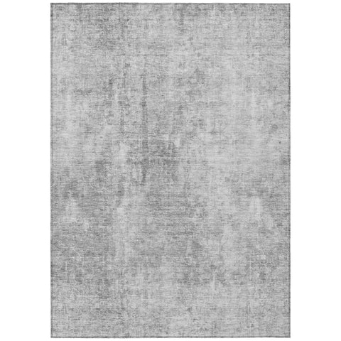 8' X 10' Gray Silver And Charcoal Abstract Washable Indoor Outdoor Area Rug