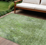 8' X 10' Olive Green And Artichoke Green Abstract Washable Indoor Outdoor Area Rug