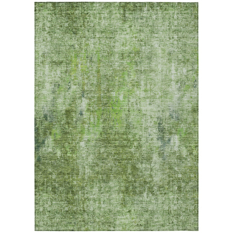 8' X 10' Olive Green And Artichoke Green Abstract Washable Indoor Outdoor Area Rug