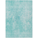 8' X 10' Teal Blue And Ivory Abstract Washable Indoor Outdoor Area Rug