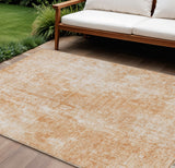 8' X 10' Terra Cotta Copper And Ivory Abstract Washable Indoor Outdoor Area Rug