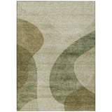 3' X 5' Beige And Chocolate Abstract Washable Indoor Outdoor Area Rug