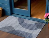 3' X 5' Denim Blue And Sky Blue Abstract Washable Indoor Outdoor Area Rug