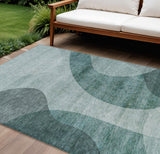 8' X 10' Green And Sage Abstract Washable Indoor Outdoor Area Rug