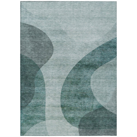 8' X 10' Green And Sage Abstract Washable Indoor Outdoor Area Rug