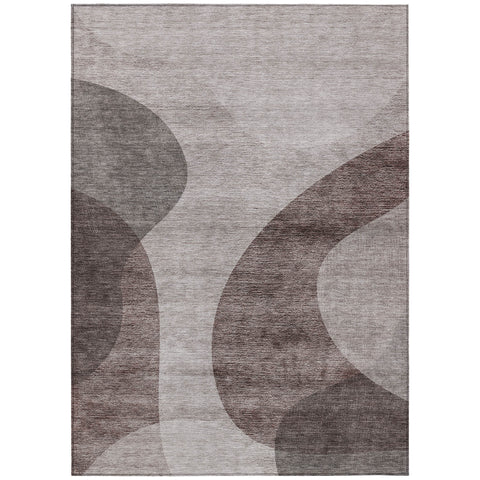 8' X 10' Brown Taupe And Beige Abstract Washable Indoor Outdoor Area Rug