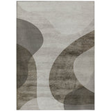 8' X 10' Taupe Beige And Chocolate Abstract Washable Indoor Outdoor Area Rug