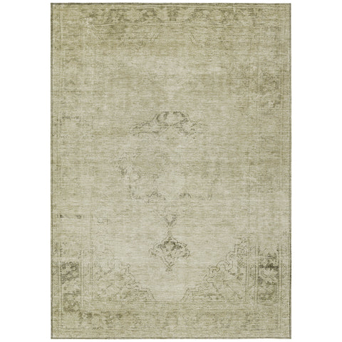 5' X 8' Beige Taupe And Brown Oriental Washable Indoor Outdoor Area Rug