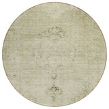 8' Beige Taupe And Brown Round Oriental Washable Indoor Outdoor Area Rug